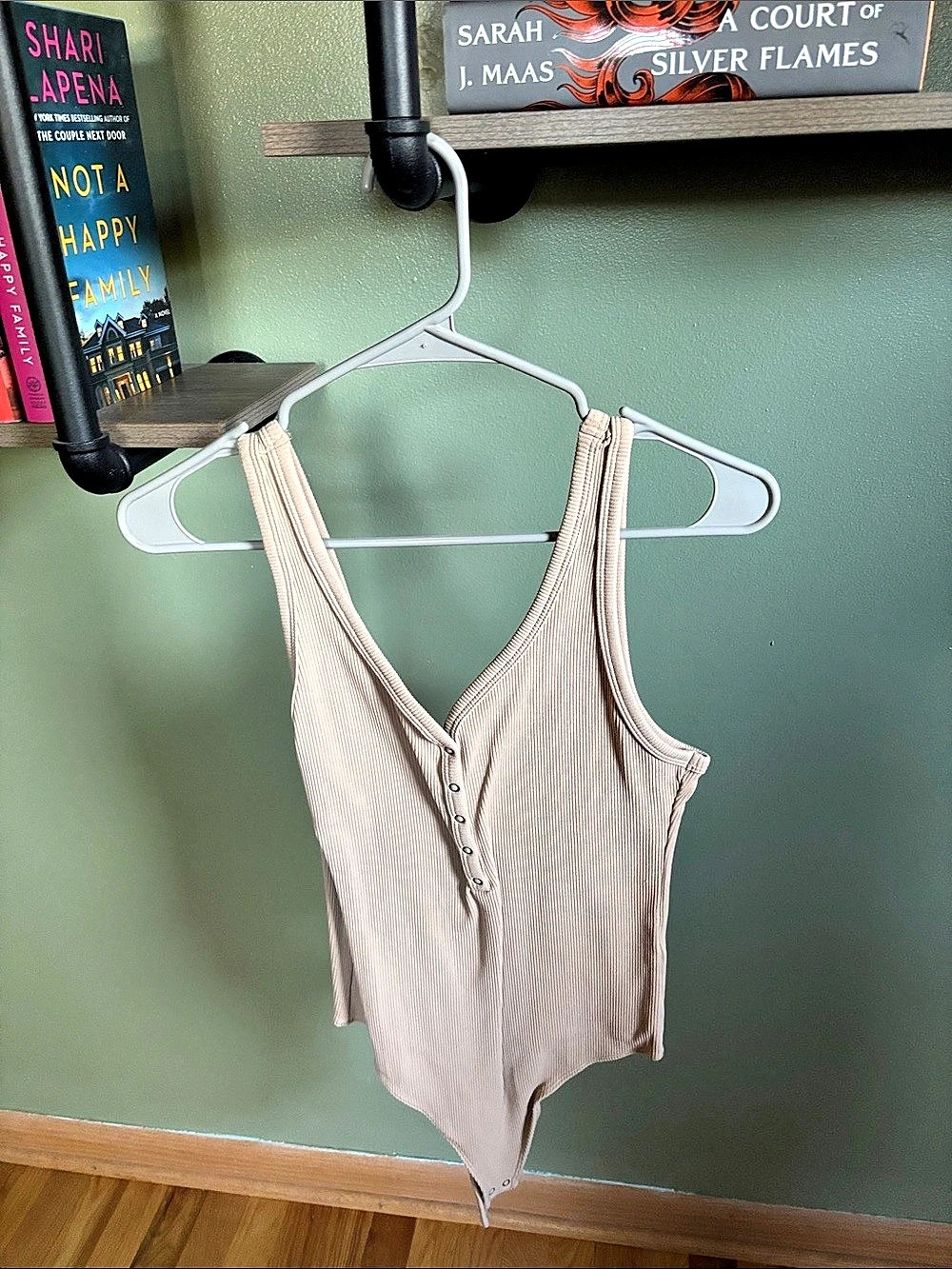 Abercrombie & Fitch Soft A&F Collection Ribbed Button-Front Tank Bodysuit